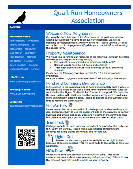 QRHA Spring Newsletter 2023